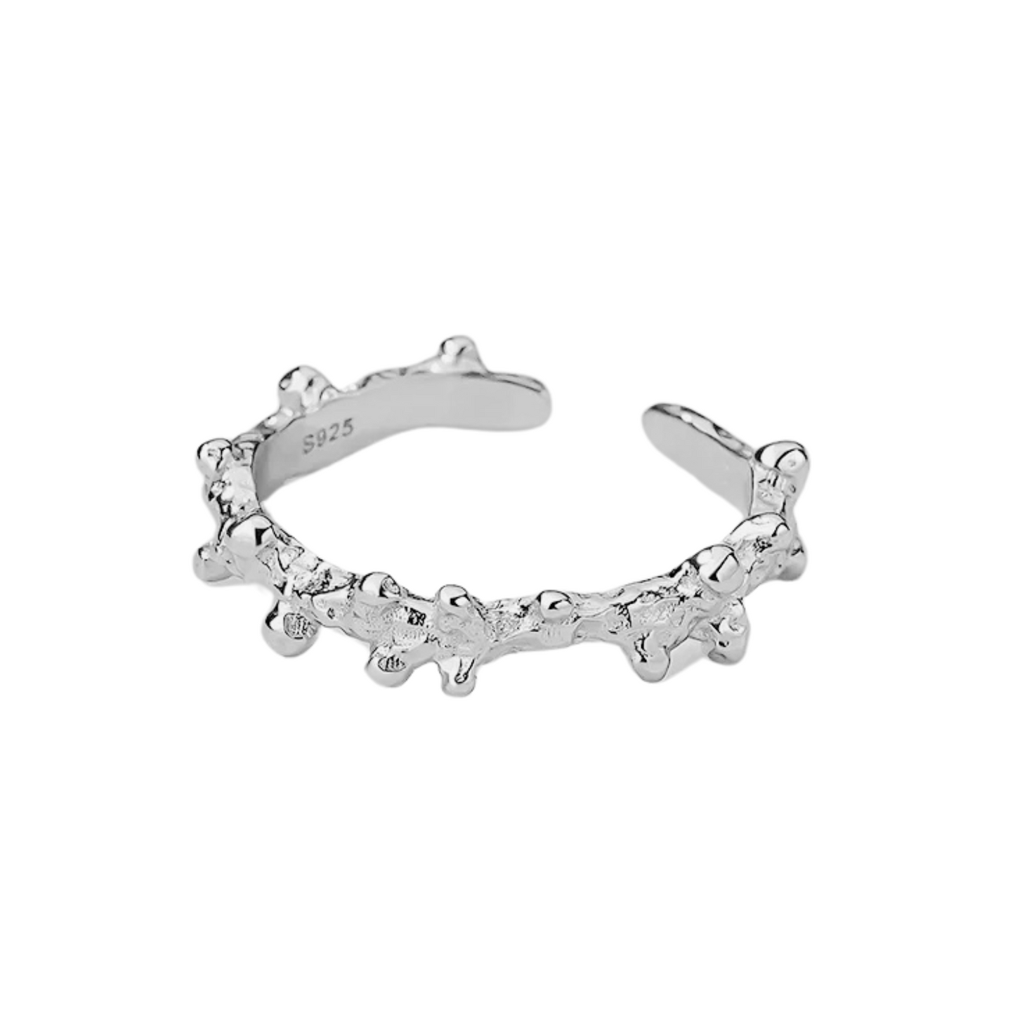 Coral resizable silver ring