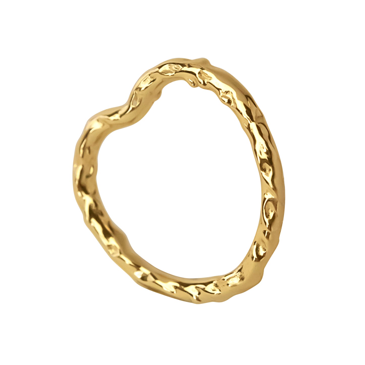 925 silver ring, 18k gold plated, heart shape, hypoallergenic, close-up
