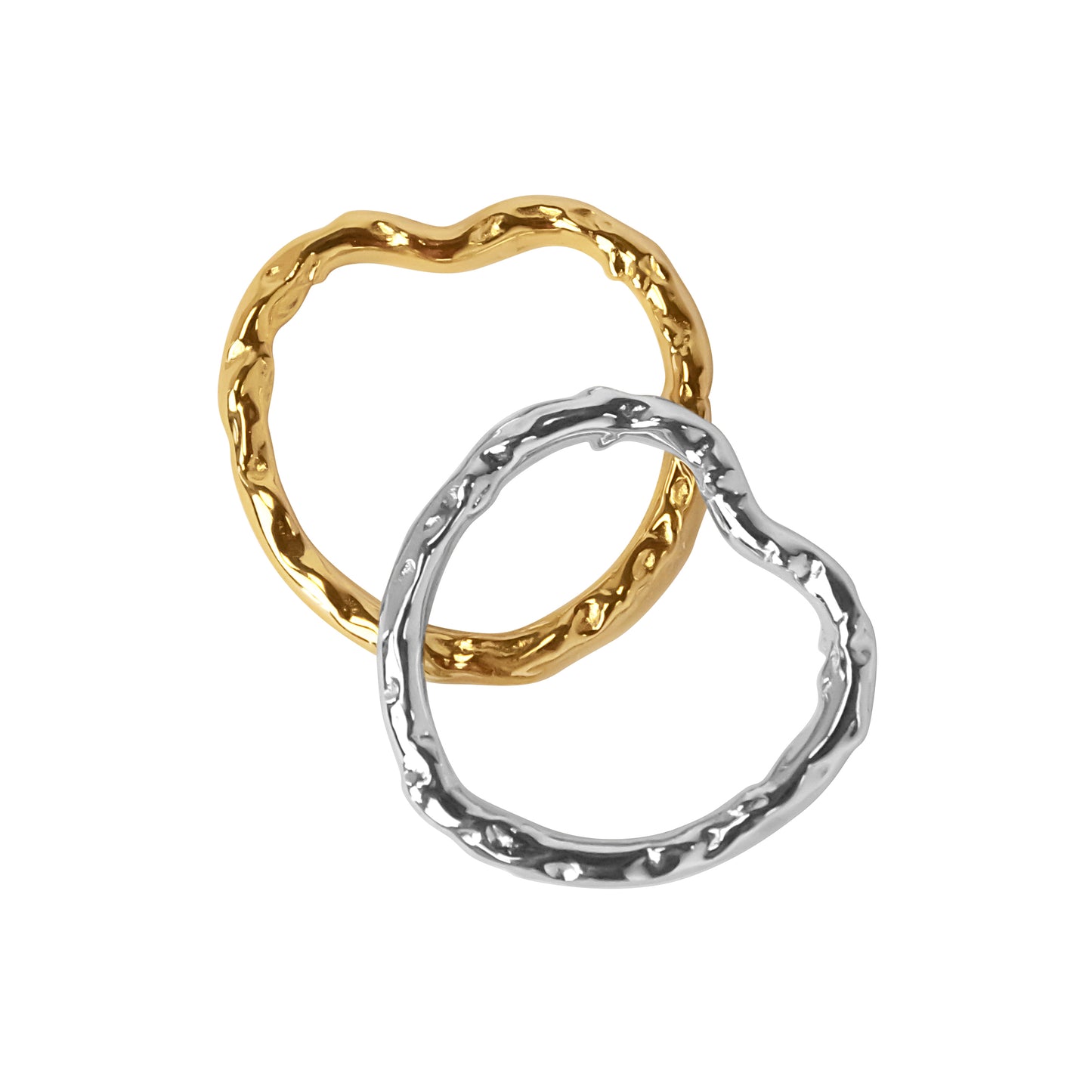 925 silver ring, 18k gold plated, rhodium plated, heart shape, hypoallergenic