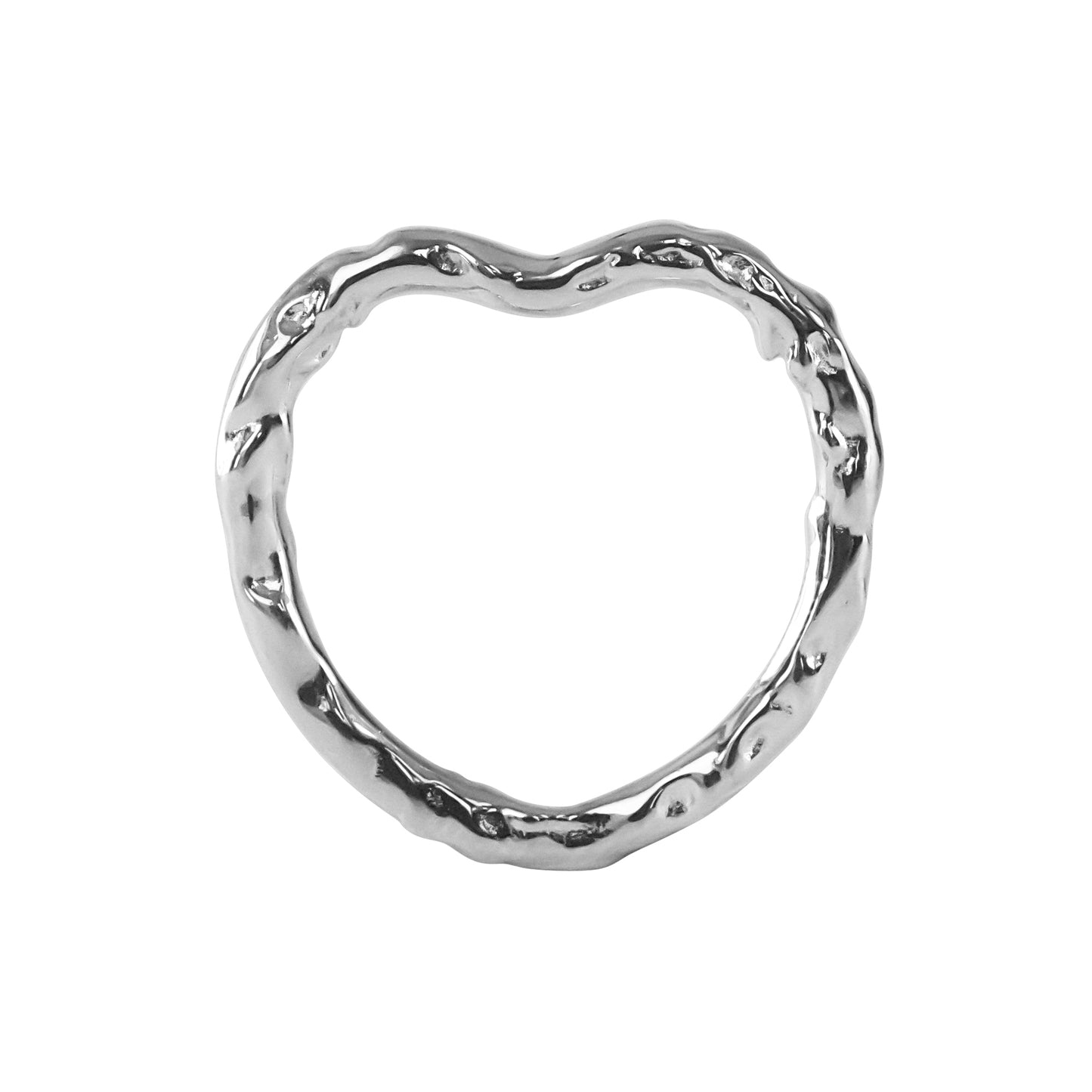 925 silver ring, rhodium plated, heart shape, hypoallergenic