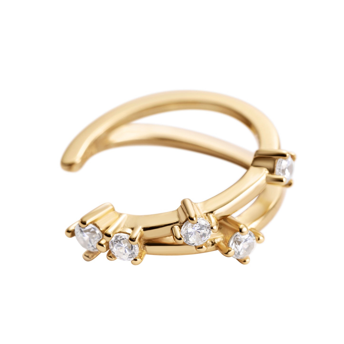 elysium ear cuff, golden ear cuff, 925 silver earrings, 18k gold plated, cubic zirconia, hypoallergenic, single