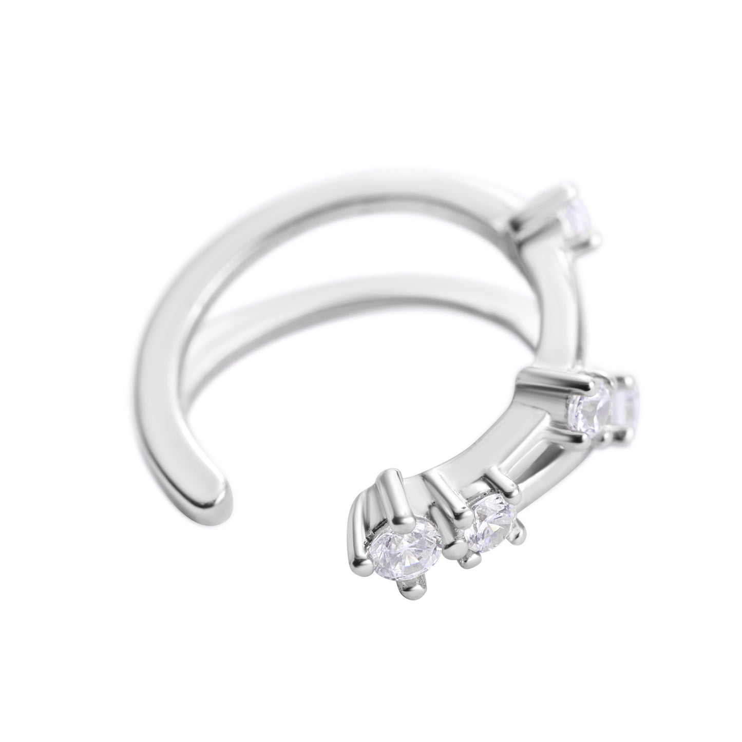 elysium ear cuff, silver ear cuff, 925 silver earrings, rhodium plated, cubic zirconia, hypoallergenic, single