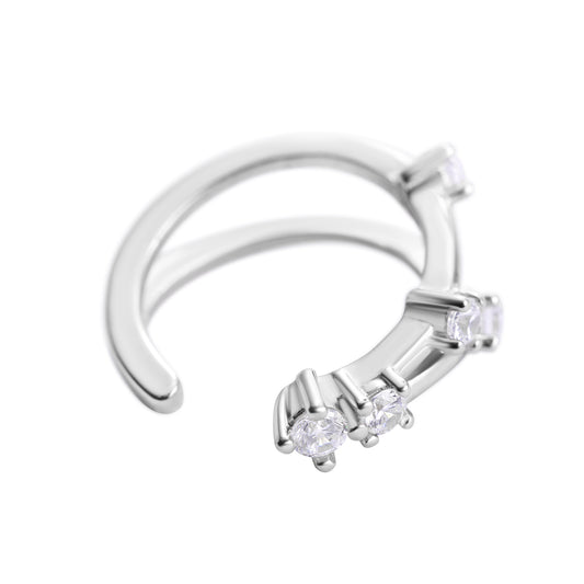 elysium ear cuff, silver ear cuff, 925 silver earrings, rhodium plated,  cubic zirconia, hypoallergenic, single