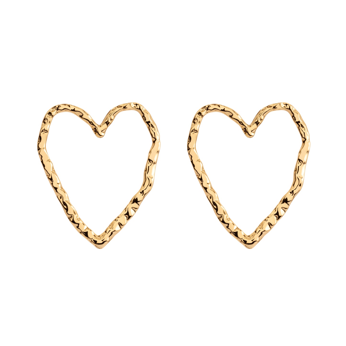 eros gold earring, golden stud earring, 925 silver earring, 18k gold plated, heart shaped, hypoallergenic