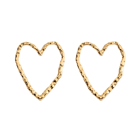 eros gold earring, golden stud earring, 925 silver earring, 18k gold plated, heart shaped, hypoallergenic