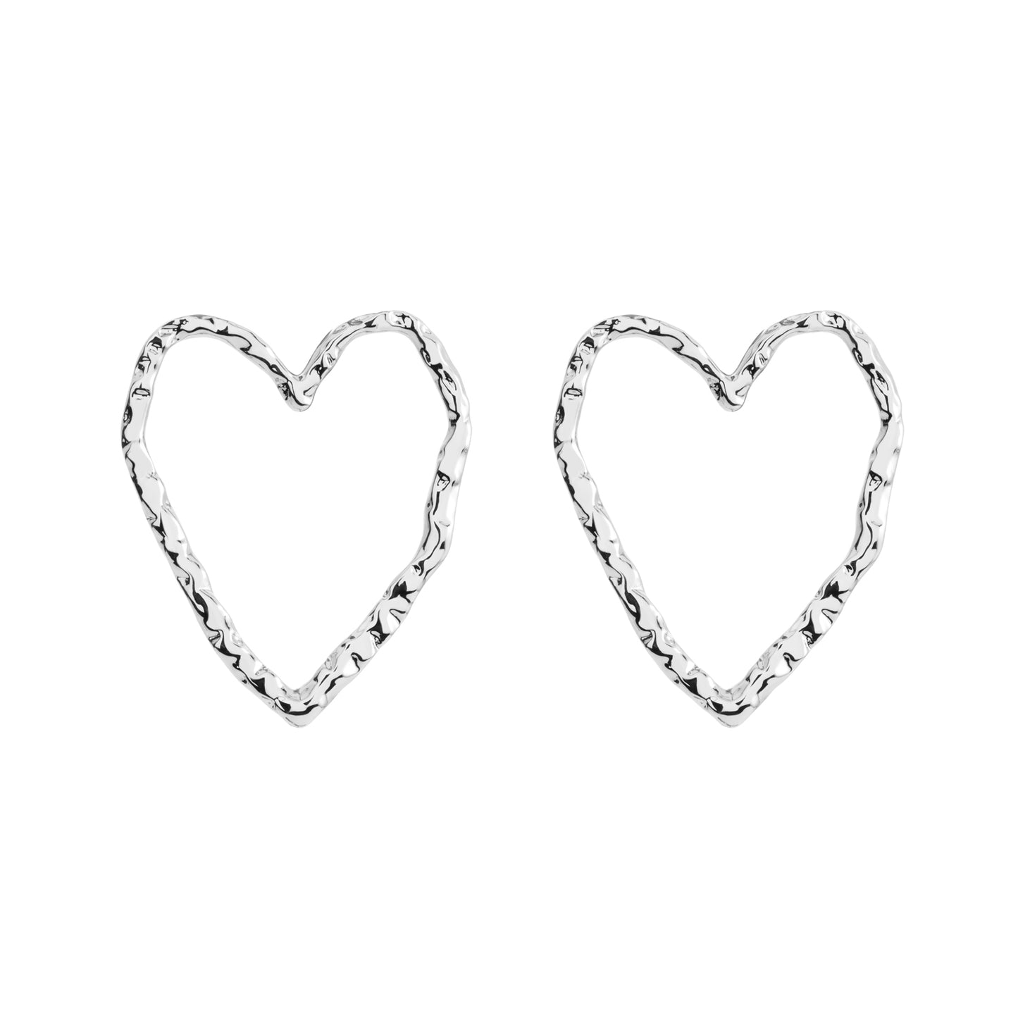 eros earring, silver stud earring, 925 silver earring, rhodium plated, heart shaped, hypoallergenic