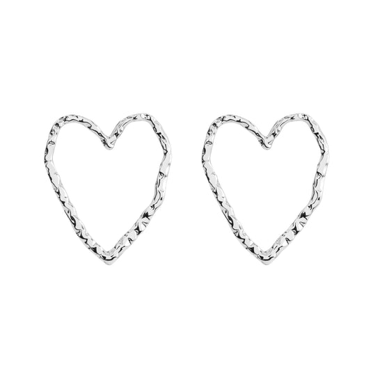 eros earring, silver stud earring, 925 silver earring, rhodium plated, heart shaped, hypoallergenic