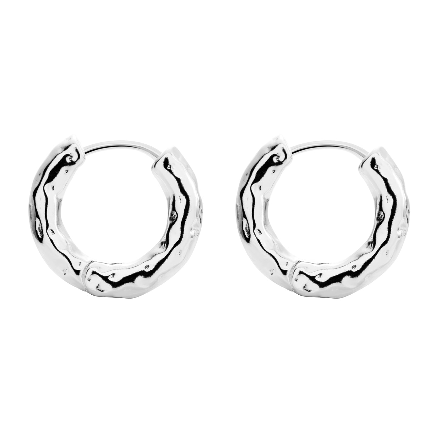 frida silver earrings, silver hoop earrings, 925 silver earrings, rhodium plated, hypoallergenic, close-up
