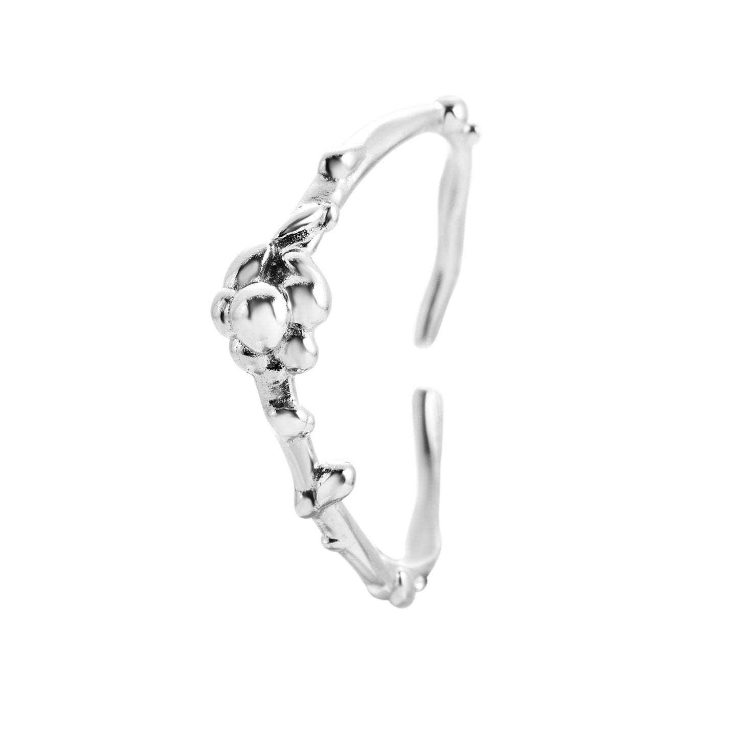haze silver ring, 925 silver ring, rhodium plated, adjustable, hypoallergenic , close-up