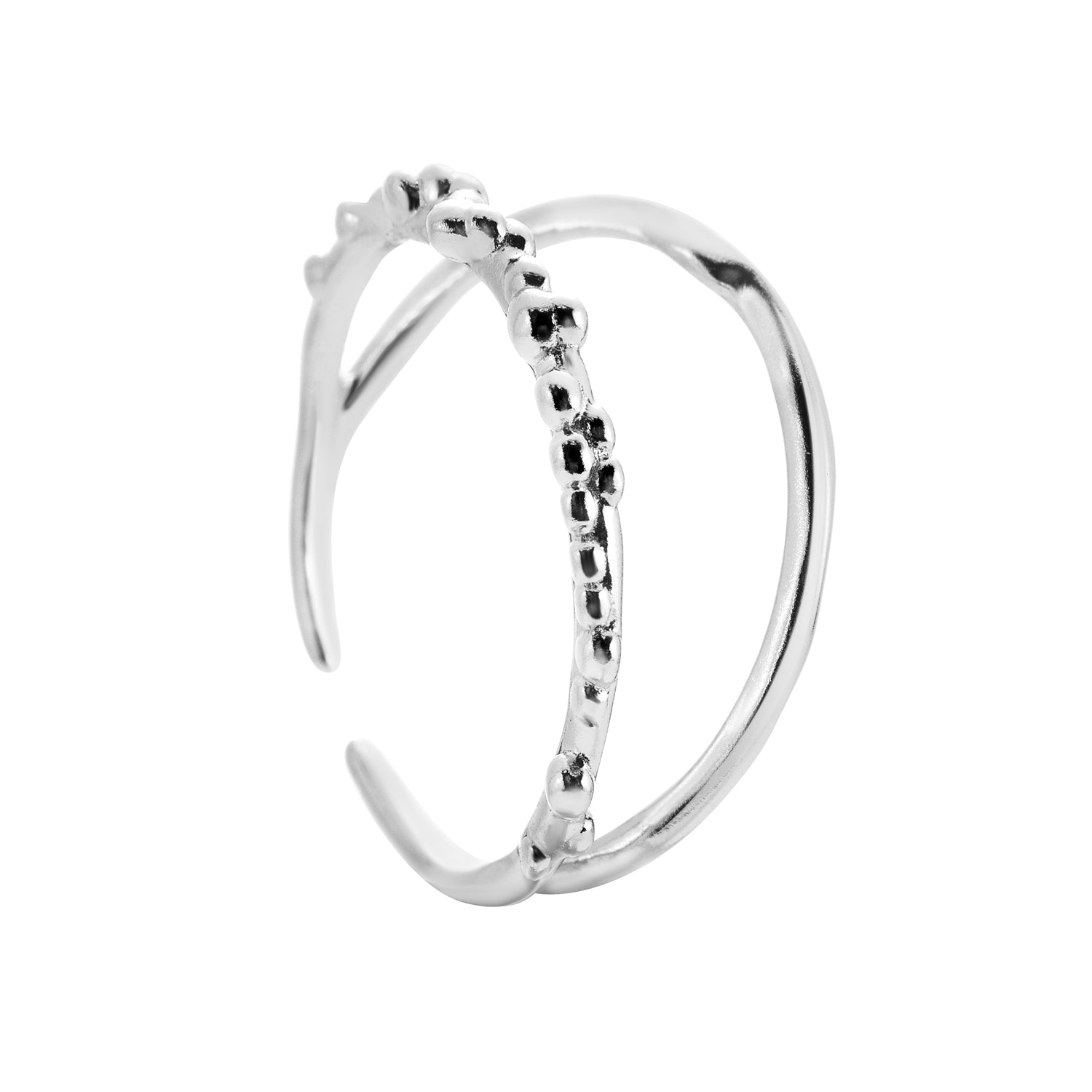 mist silver ring, 925 silver ring, rhodium plated, adjustable, hypoallergenic