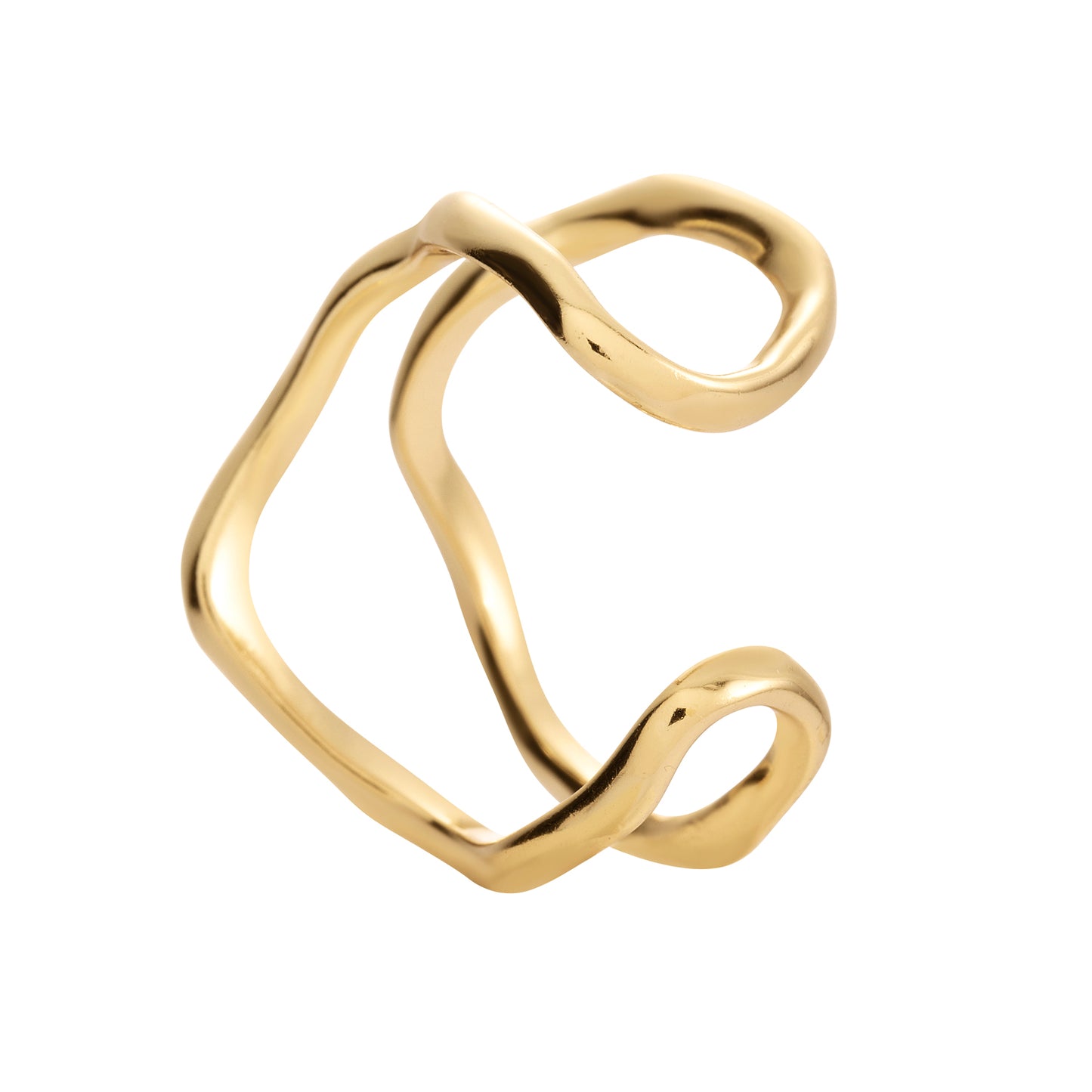 polaris golden ring, 925 silver ring, 18k gold plated, adjustable, hypoallergenic, detail
