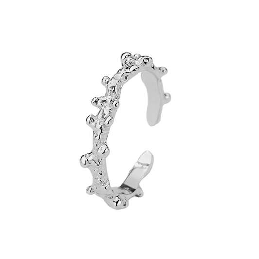 Coral resizable silver ring
