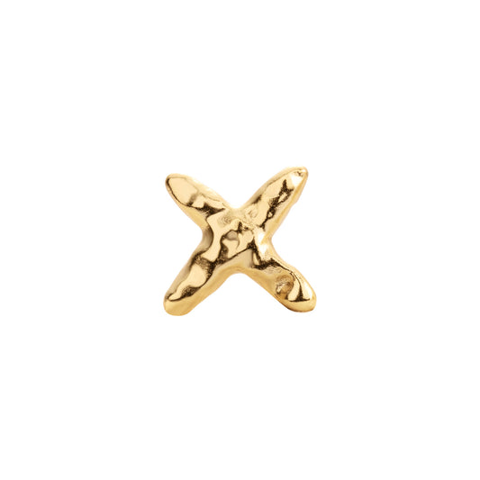 cross single earring, golden stud earrings, 925 silver earrings, 18k gold plated, hypoallergenic
