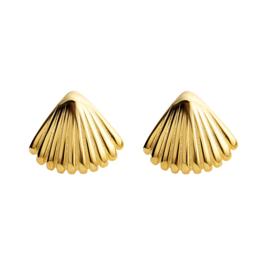 Seashell golden stud earrings
