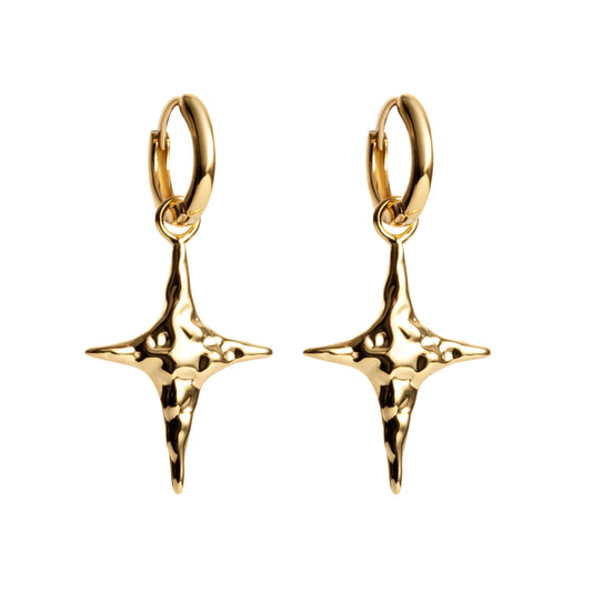 Star golden hoop earrings
