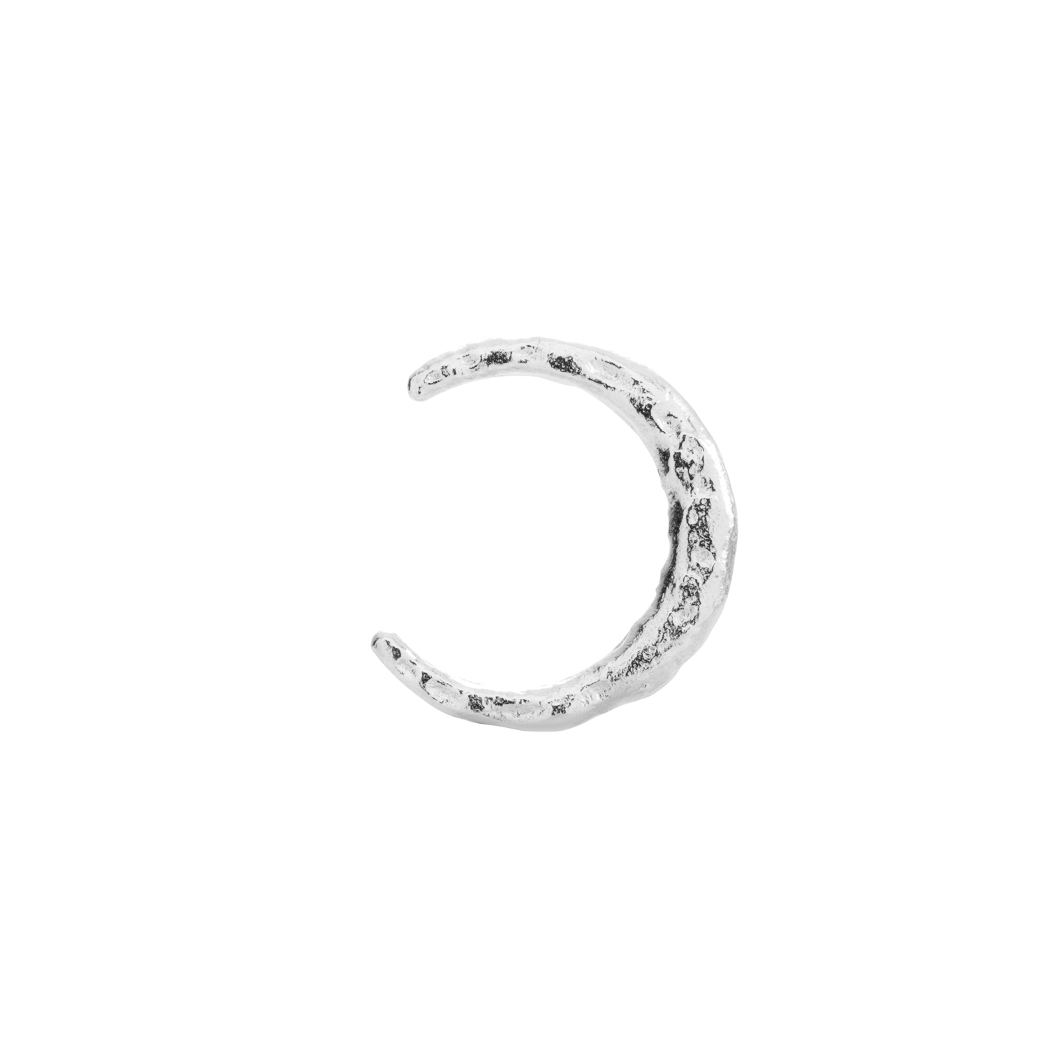 luna single earring, silver stud earring, 925 silver earrings, rhodium plated, moon shape, hypoallergenic, right