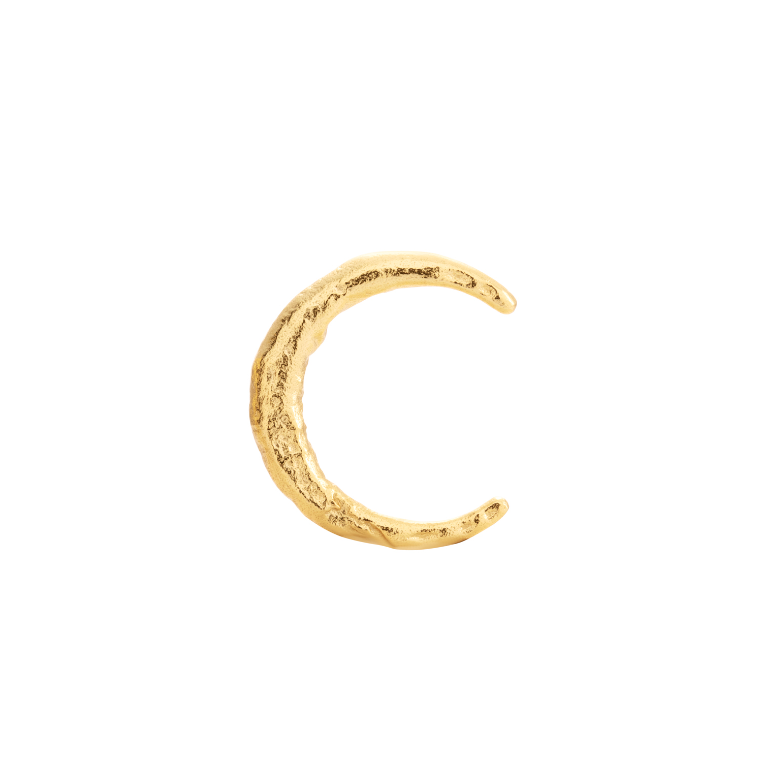 luna single earring, golden stud earring, 925 silver earrings, 18k gold plated, moon shape, hypoallergenic, left