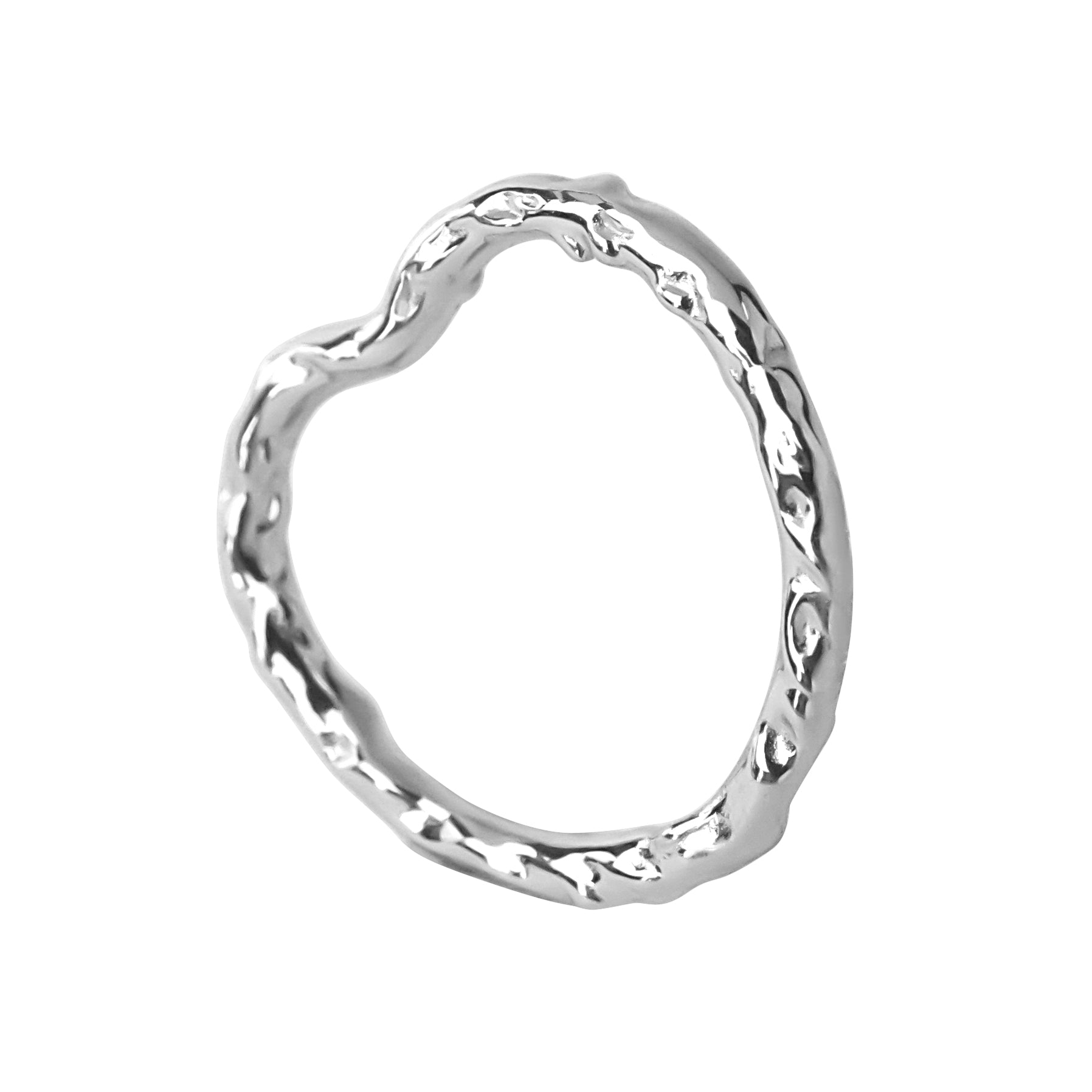 925 silver ring, rhodium plated, heart shape, hypoallergenic, detail