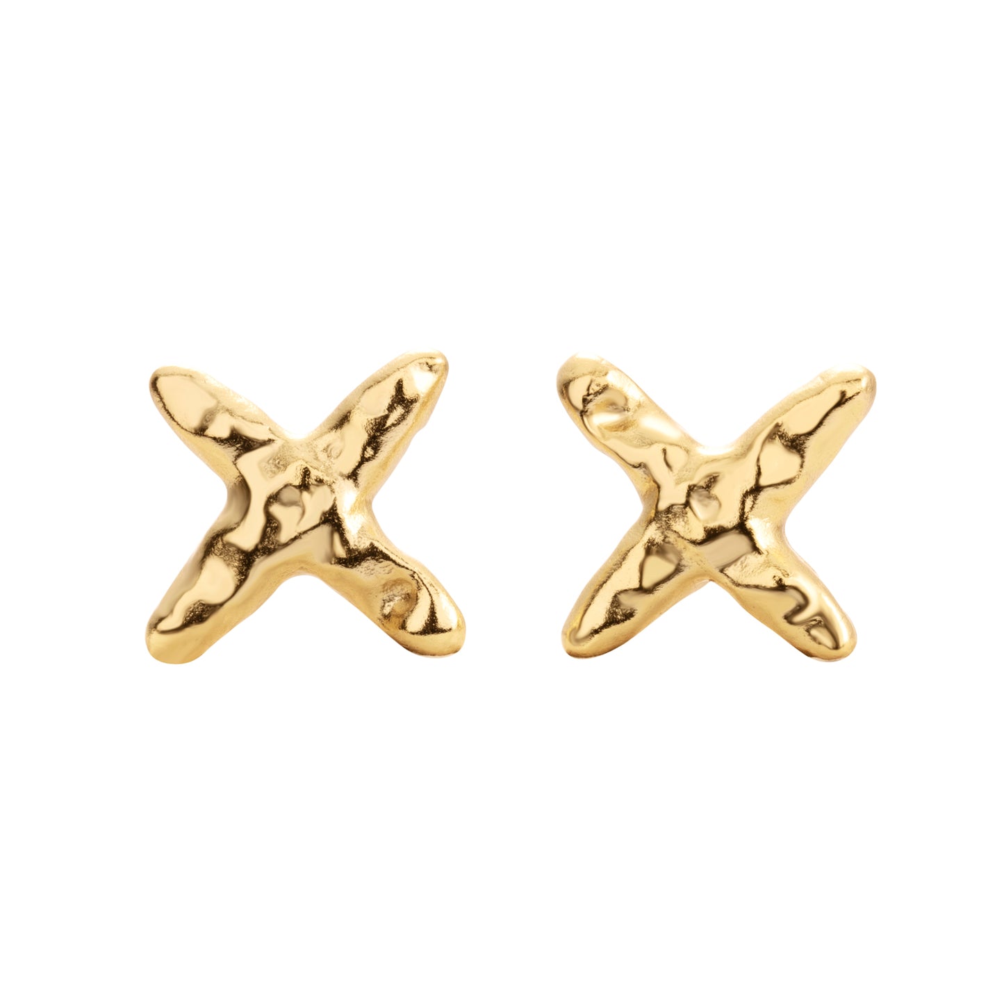 cross earrings, golden stud earrings, 925 silver earrings, 18k gold plated, hypoallergenic
