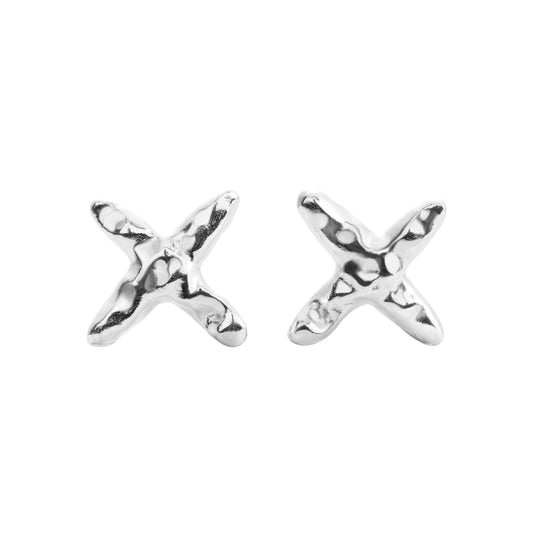 Cross silver stud earrings