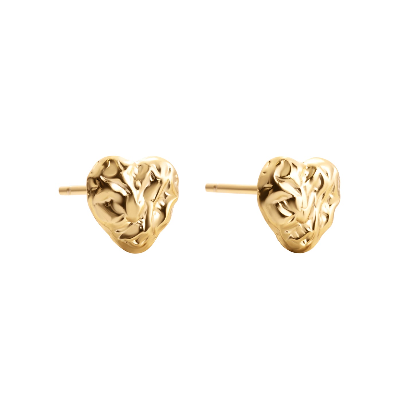 Heart shaped golden stud earrings