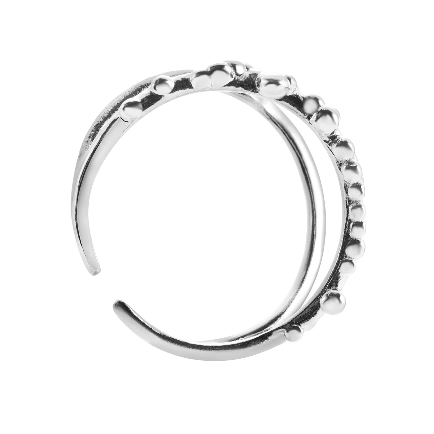 mist silver ring, 925 silver ring, rhodium plated, adjustable, hypoallergenic, second detail