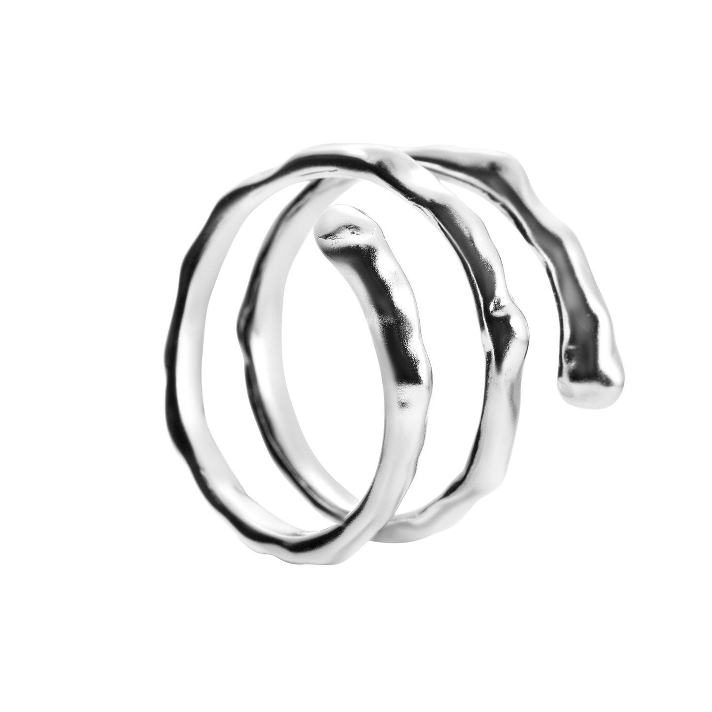 Spiral resizable silver ring