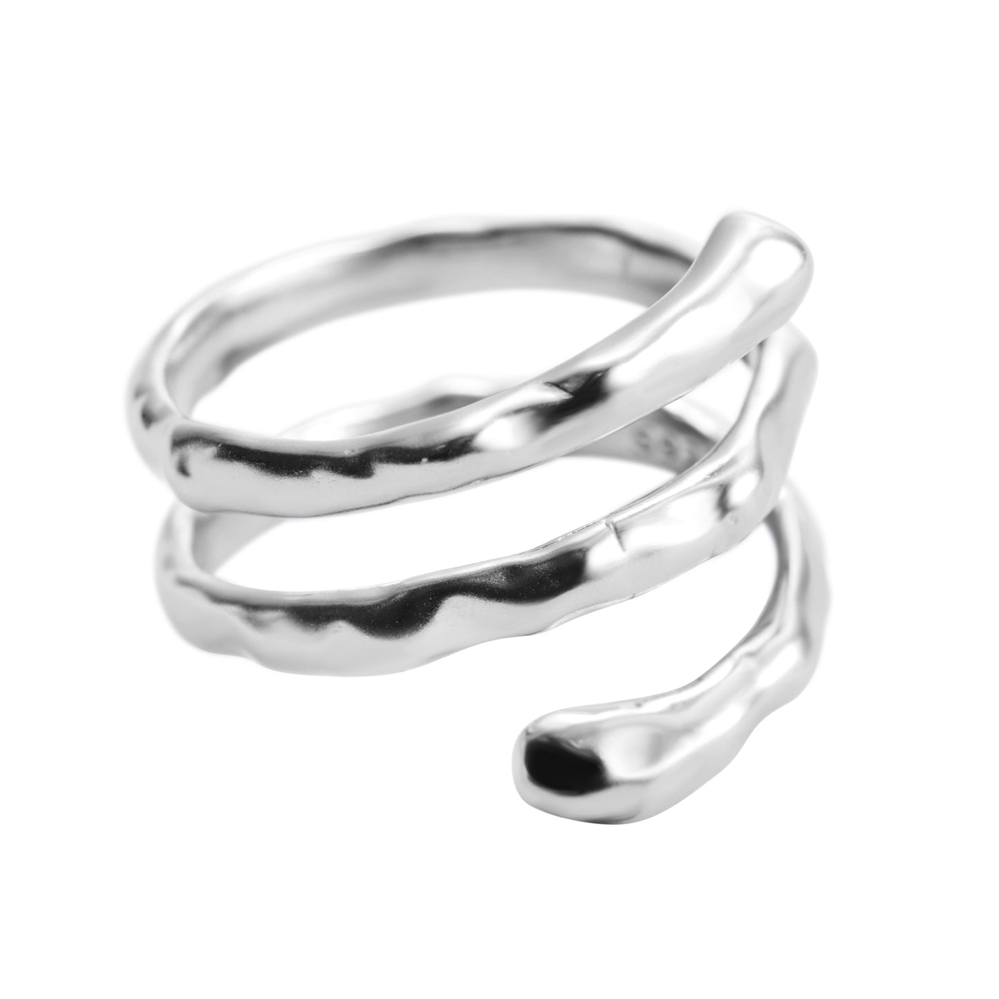 Spiral resizable silver ring