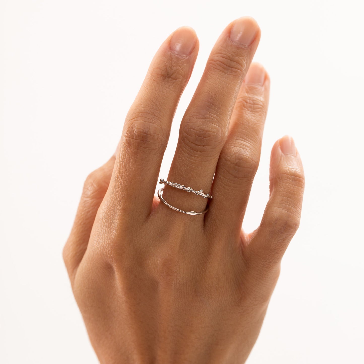 mist silver ring, 925 silver ring, rhodium plated, adjustable, hypoallergenic, detail